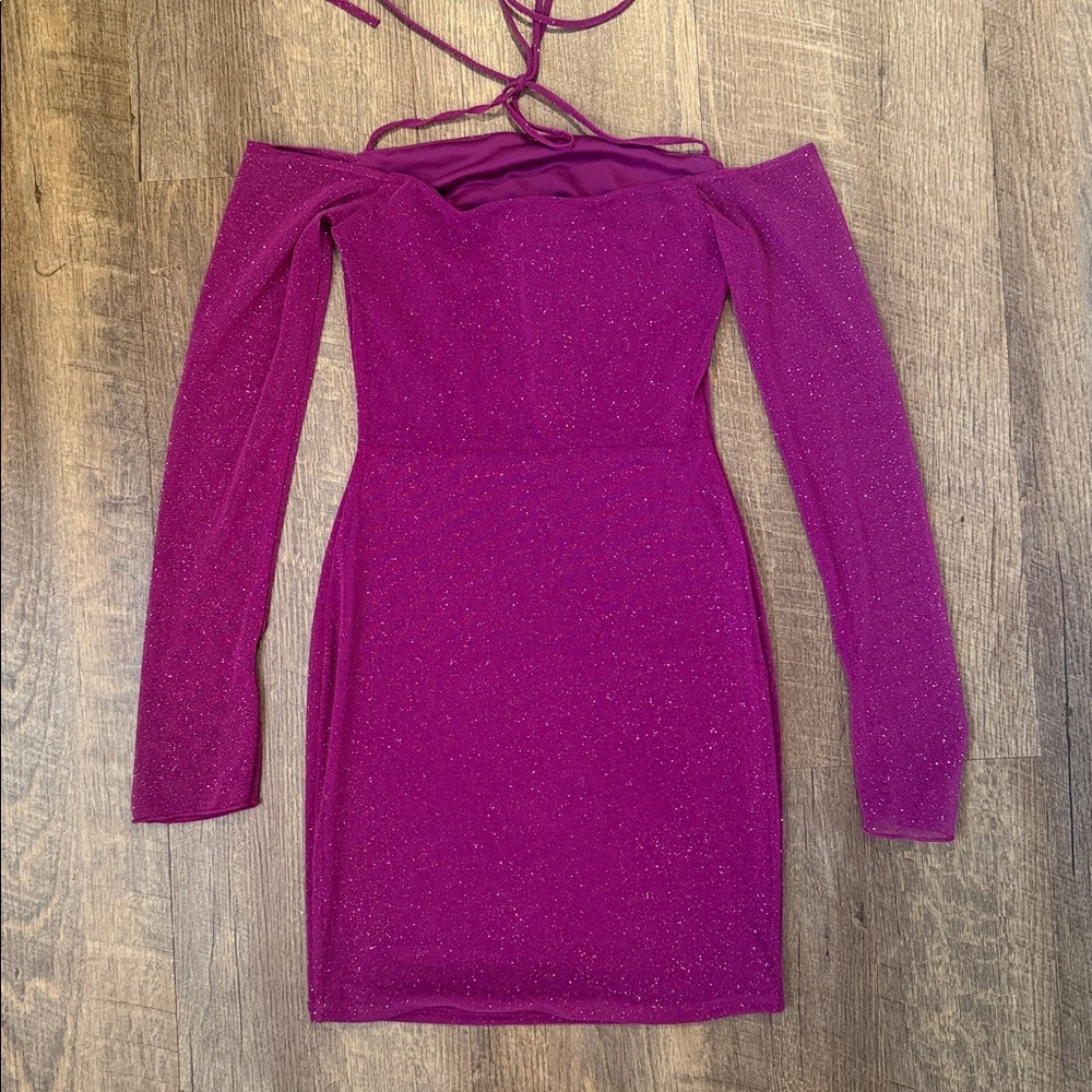 Levya’s Women’s Teens Sparkly Square Neck Mini Dress Long Sleeve Lined Size S - Picture 9 of 10